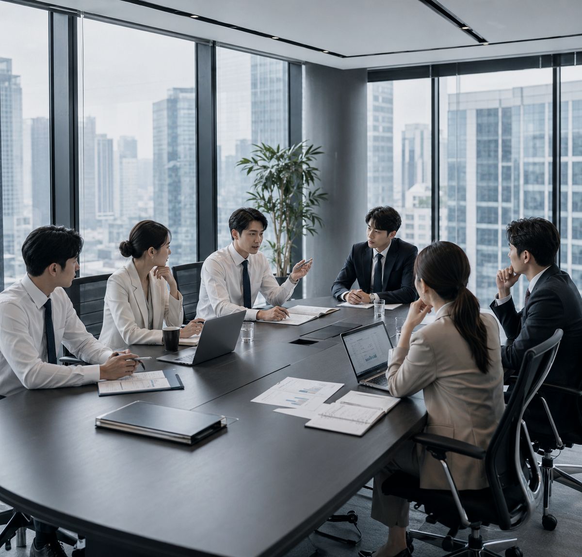 글로벌 비즈니스 팀의 협업 회의